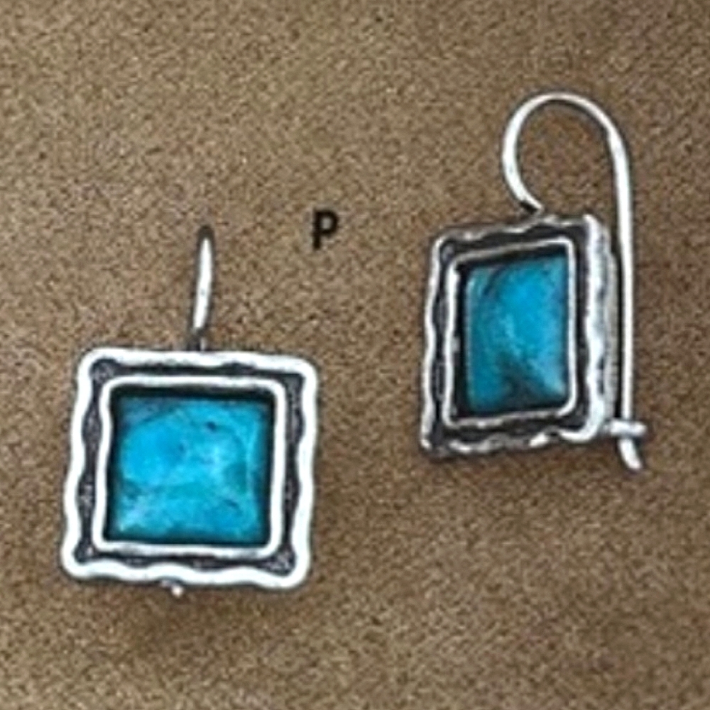 Rare Silpada 925 Sterling Turquoise Earrings on Locking French Wires W1527
